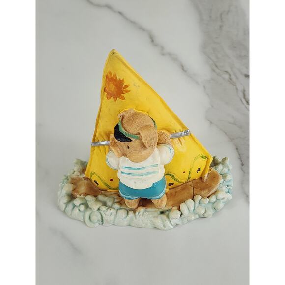 Windsurfing Pig Piglet Piggy Figurine Sail Beach 5" x 4 1/2" Year 90s Home Decor - Picture 4 of 14